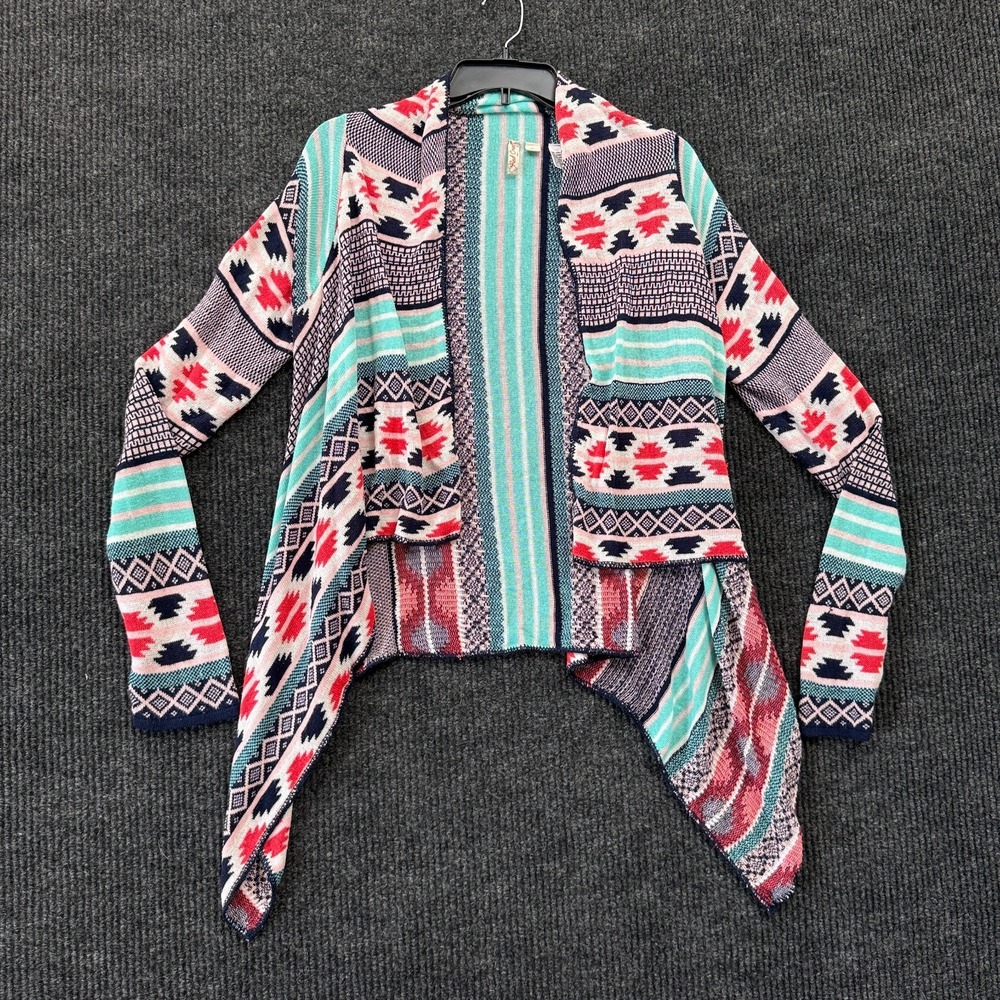 Red Camel Open Front Cardigan Women Aztec Southwestern Draped Sweater
